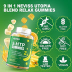 5-HTP 400MG Gummies + GABA - Melatonin Free - Relaxation Gummies with Banana Extract, L-Theanine, Turmeric, L-Tryptophan, D3 for Healthy Rest Cycle, Circadian Rhythm, Brain & Muscle Relax, Pack of 2