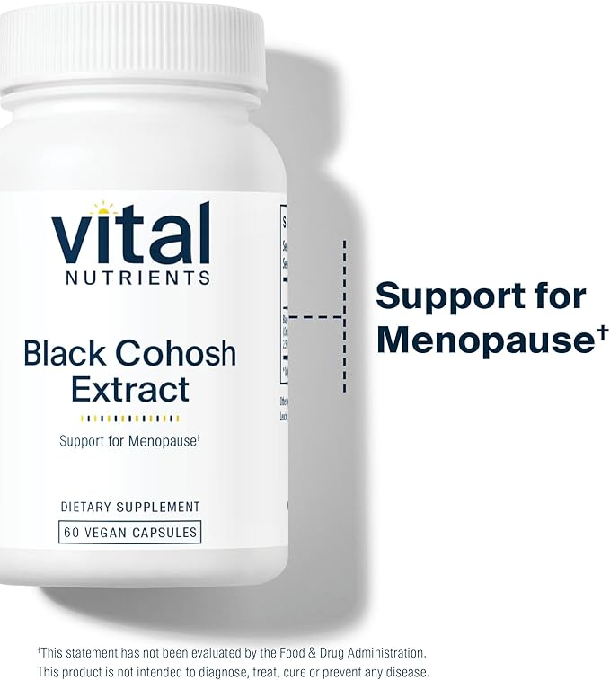 Vital Nutrients Black Cohosh Extract 250mg- Vegan Supplement for Women’s Menopause, Hormonal Balance and PMS Support* - Gluten, Dairy and Soy Free - Non-GMO - 60 Capsules