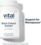 Vital Nutrients Black Cohosh Extract 250mg- Vegan Supplement for Women’s Menopause, Hormonal Balance and PMS Support* - Gluten, Dairy and Soy Free - Non-GMO - 60 Capsules