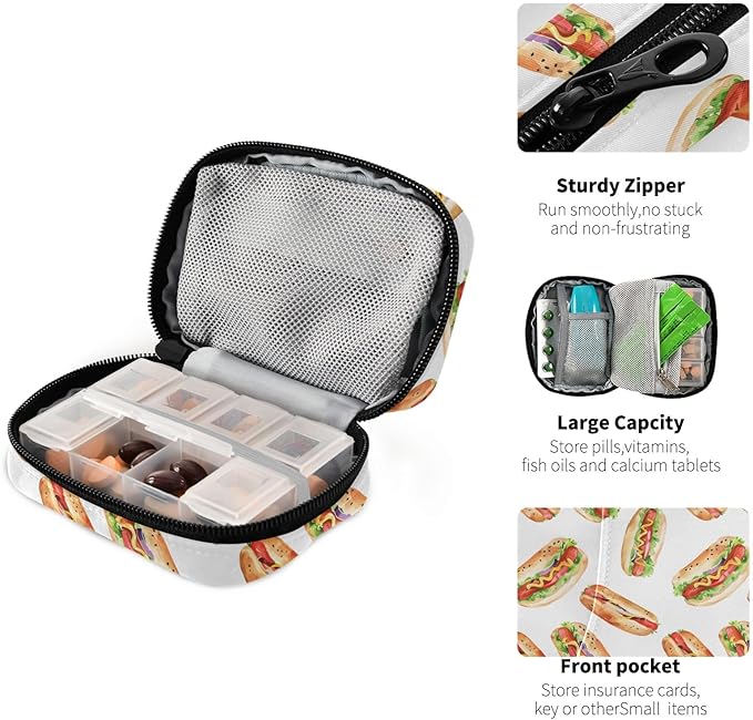 Hotdog Weekly Medicine Pill Organizer Travel Pill Case Box Holder Container Small for Vitamin Supplement