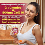 2 Pack CoQ10 Gummies - 500mg per Serving with Omega-3 (EPA & DHA), B3 & Zinc - Supports Immunity & Energy - Delicious Orange Flavor - Non-GMO, Gluten-Free - 120 Count