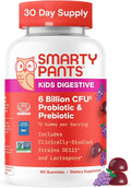SmartyPants Kids Probiotic & Prebiotic Gummies for Digestive Health: Gut Health Supplement, Clinically Studied Prebiotic for Immune Support, Grape, 60 Count (30 Day Supply)