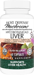 Host Defense MycoBotanicals Liver* Capsules - Liver Health Supplement with Milk Thistle & Turmeric Root - Mushroom Supplement with Turkey Tail, Reishi & Chaga - 60 Capsules (30 Servings)*