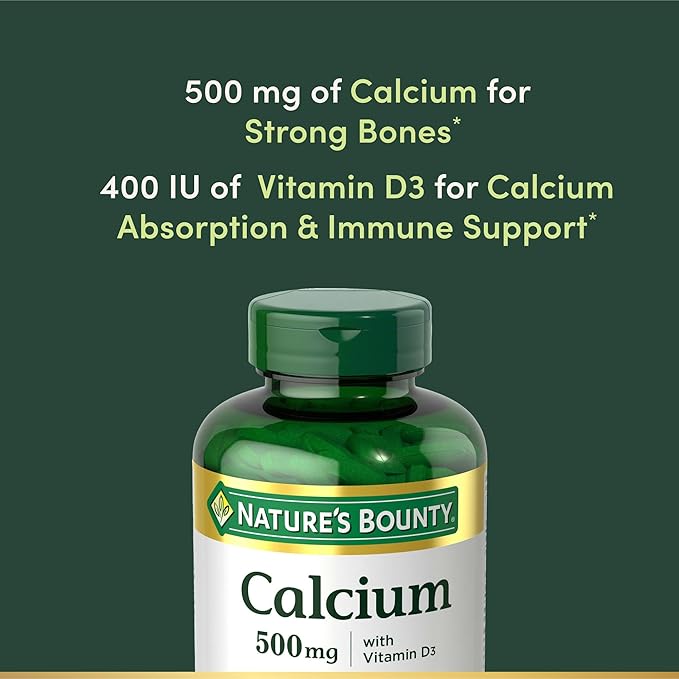 Nature's Bounty Calcium Plus 400 IU Vitamin D3, Immune Support & Bone Health, 300 Tablets (Pack of 2)