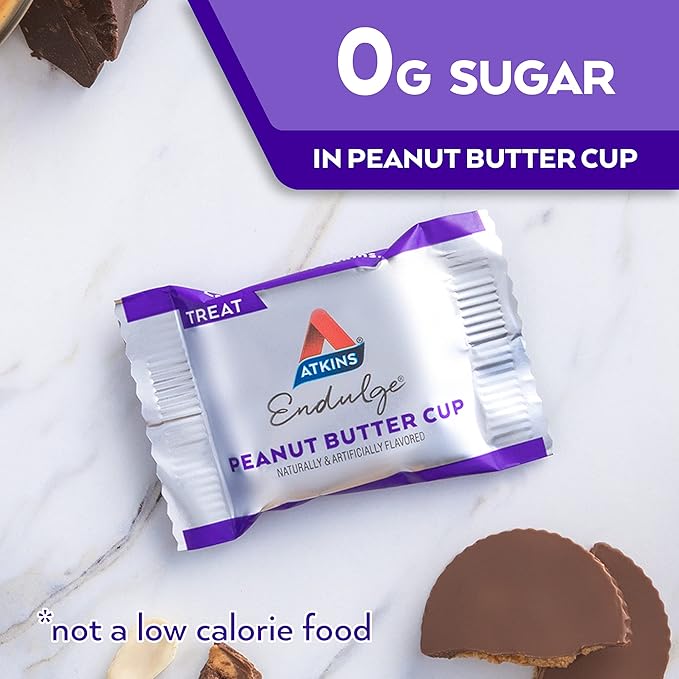 Atkins Endulge Peanut Butter Cups, Dessert Favorite, Low Carb, 0g Sugar, 60 Count