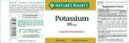 Nature's Bounty Potassium 99mg, Supports Fluid Balance and Muscle Activity, Involved in Normal Heart Function, Potassium Gluconate Dietary Supplement, 1 Per Day, 100 Vegetarian Caplets (Pack of 3)