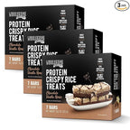 Protein Crispy Rice Treats, 15g Protein, 3g-7g Net Carbs, Low Carb, Fluffy, Soft, Chewy, Gluten Free, High Fiber, Keto-Friendly, No Aftertaste (Chocolate Vanilla Remix, 3 Pack)