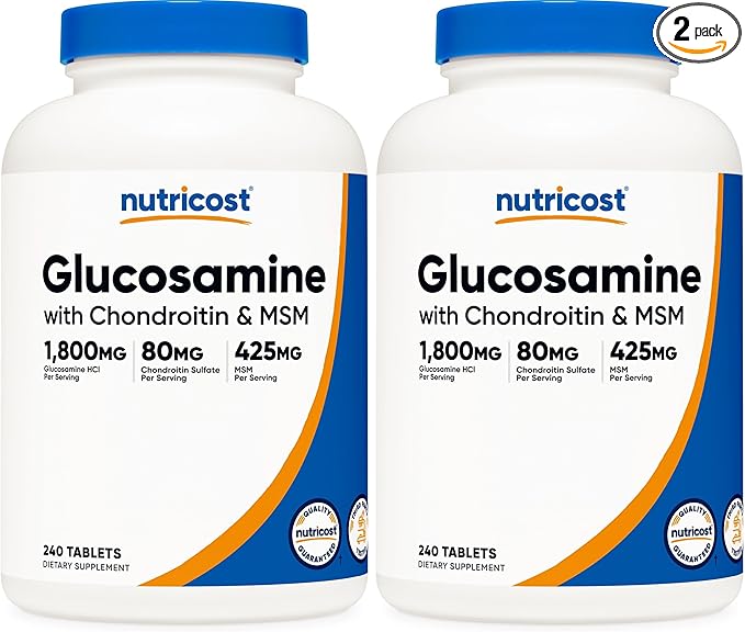 Nutricost Glucosamine 1800mg with Chondroitin & MSM, 240 Tablets, 120 Servings - Non-GMO, Gluten Free (Pack of 2)