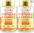 Turmeric Curcumin with Ginger Gummies, Vegan Formula with Fermented Turmeric & Black Pepper, Joint Comfort & Mobility, Sugar-Free with Vitamin D3 + K2, Natural Peach Flavor – 150 Gummies (2 Bottles)
