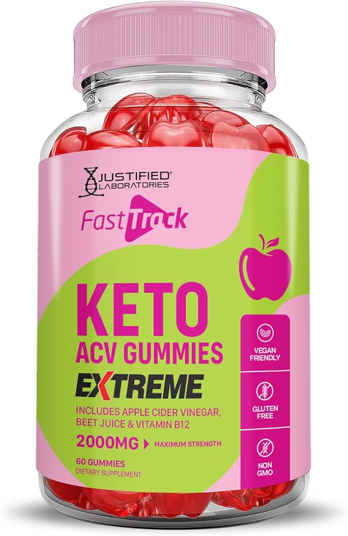 Fast Track Keto ACV Gummies Extreme 2000MG Fasttrack Keto Gummies Apple Cider Vinegar Formulated with Pomegranate Beet Juice Powder B12 Vegan Non GMO 60 Gummys