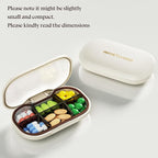 HyJeryty 6-Compartment Pill Organizer - Small Compact Daily & Travel Pill Case Container for Vitamins, Medication and Supplements - Portable White Medicine Pill Box Holder with Stylish Cute Design