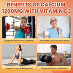 Calcium Citrate Gummies - 1200mg Calcium Gummies Supplements for Women & Men with Vitamin D3, K2, Magnesium, Zinc High Absorption for Bone, Muscle & Immune Support, Peach & Mango Flavor, 120 Count