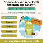 SuperMush Energy Mushroom Gummies - Organic Lions Mane Supplement with Cordyceps, Rhodiola, L-Theanine, Maca - Vegan & Sugar-Free - Energy, Focus, Stamina, Stress Reduction - 28 Gummies (14 Servings)