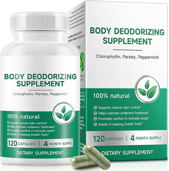 Chlorophyll Capsules Body Deodorizing Supplement for Daily Internal Freshness Support | Natural Botanical Blend for Routine Odor Balance, Gut Wellness, and Clean Inner Feeling | 120 Capsules