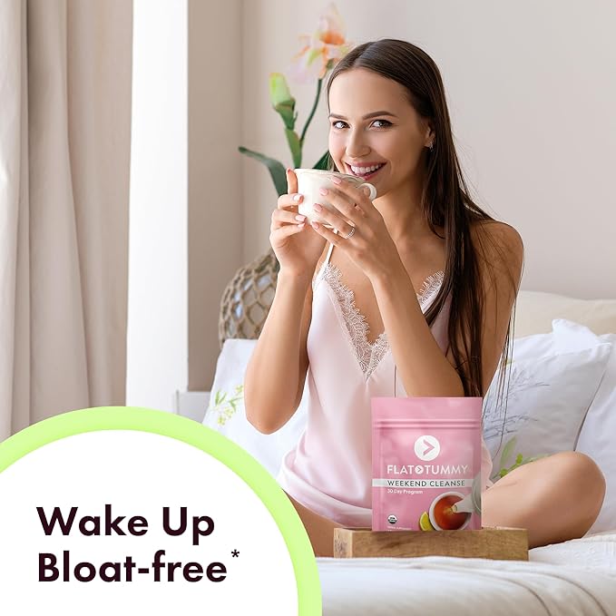 Flat Tummy Weekend Cleanse Tea-30 Day Program-All Natural Colon Cleanse w/Senna and Dandelion Root,Provides Bloating Relief for Women-Detox-Cleanse for Digestion Support and Gas Relief,(Pack of 2)