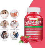 Magnesium Glycinate Gummies 1000mg, High Absorption Sugar Free Magnesium Potassium Supplement for Relaxation, Stress Relief, and Sleep Support for Adults & Kids - 180 Raspberry Gummies