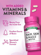 Nature's Truth Hair Skin and Nails | 60 Caplets | Plus 5,000 mcg Biotin | Non-GMO & Gluten Free Supplement