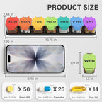 2-Pack Extra Large Weekly Pill Organizer - Waterproof 7-Day Pill Box, Portable Vitamin & Supplement Case, Easy to Open Design, Ideal for Travel and Daily Medication Management,Rainbow