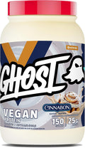 GHOST Vegan V2 Protein Powder, Cinnabon – 2.5LB Tub, 25G of Protein - Plant-Based Pea & Organic Pumpkin Blend Protein with Fiber & Iron ­- Flavored Post Workout Shakes - Soy & Gluten Free