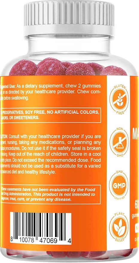 Vitamatic Magnesium Gummies 600mg per Serving – 60 Vegan Gummies – Relaxation, Muscle, Bone & Energy Support – 6 Pack