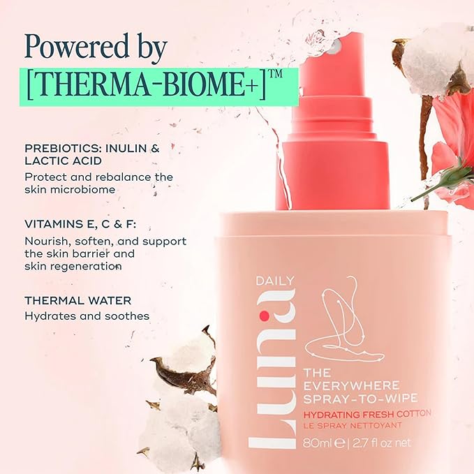 Luna Daily The Everywhere Spray-To-Wipe - Hydrating Soft Cotton | 80ml