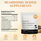 Lions Mane Mushroom Supplement Gummies - All-in-One Daily Mushroom Supplement Gummy, 12 Mushroom Blend Cordyceps, Chaga, Reishi, Herbal Brain Supplement for Cognitive, Memory & Focus,60 Gummies