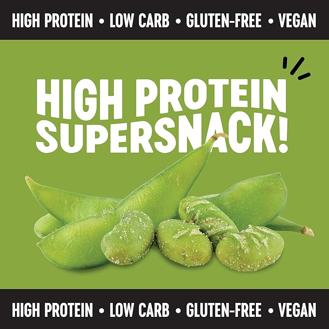 The Only Bean Crunchy Roasted Edamame Snacks (Wasabi Soy Sauce), Healthy High Protein Snacks, Low Carb, Keto Friendly, Gluten Free, Vegan, Lunch, Office, Adults and Kids, 0.9 Ounce (Pack of 10)