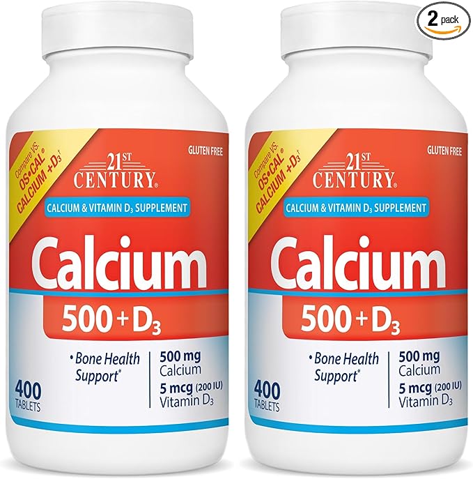 21st Century Calcium 500 mg Plus D3 Tablets, 400 Count (Pack of 2)