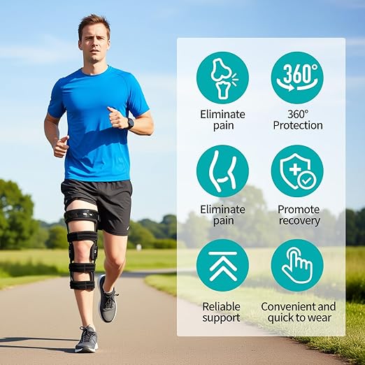 OA Unloader Knee Brace with Double Upright ACL PCL Support - Adjustable Osteoarthritis & Bone-on-Bone Pain Relief, Post Op Knee Immobilizer for Meniscus Tear, Arthritis, Sports Injuries for Men & Women (Left, Large)