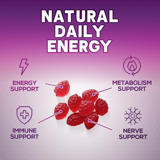 B12 Energy Gummies - 4500 mcg Vitamin B12 Per Serving - Extra Strength Chewable B12 Supplement for Energy, Metabolism & Immune Support - For Women, Men & Kids - Natural & Berry Flavored - 60 Gummies