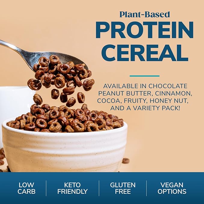 WonderSlim Protein Cereal, Cinnamon, Zero Sugar, Gluten Free, Keto Friendly & Low Carb (7ct)
