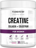 Jacked Factory Creatine for Women - Creatine Monohydrate with Collagen + Colostrum to Support Workout Performance, Lean Muscle Growth, Healthy Hair, Skin, & Nails - 30 Servings, Raspberry Lemonade