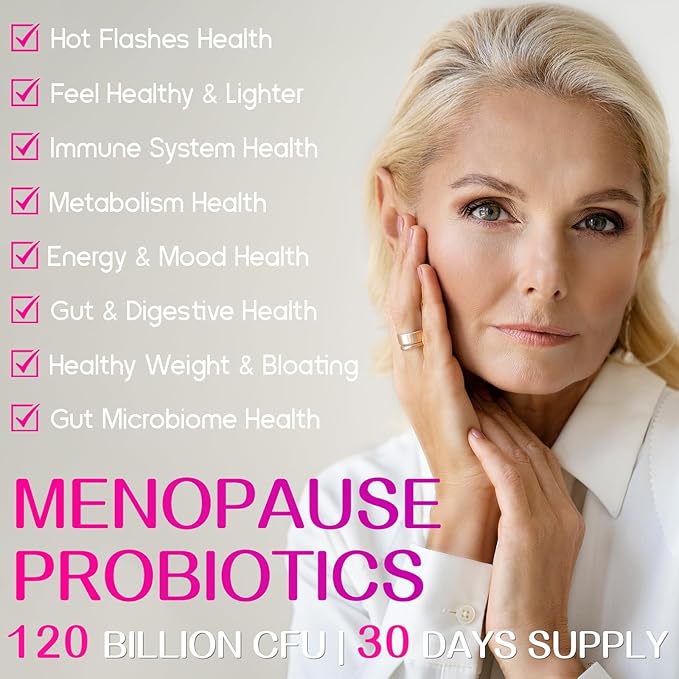 Negima Menopause Supplements for Women, 120 Billion CFUs Probiotics for Women, 13-in-1 Herbs & Botanicals Complex, for Menopause - 60 Caps