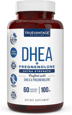 DHEA 100mg Supplement with Pregnenolone 60mg -Supports Hormone Balance, Lean Muscle Mass, Energy, Mood, Sleep, and Healthy Aging in Men and Women- Vegetable Capsules