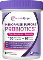 Doctor's Recipes Menopause Supplements for Women, Probiotics 150 Billion CFU, Black Cohosh for Menopause Hot Flashes, Ashwagandha, Dong Quai, Supports Mood, Energy, Hormone Balance, 60 Capsules