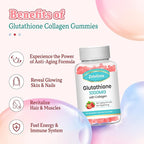 2 Pack Glutathione Collagen Gummies, Collagen Gummies with Vitamin C, Glutathione Supplement for Women, Hair Skin Nails Muscle & Joint, Anti-Aging, Vegan, Sugar Free, Strawberry Flavor, 120 Count