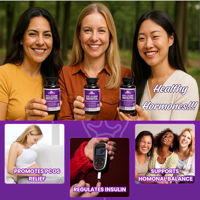 Myo-Inositol & D-Chiro Inositol 40:1 Supplement for Women – Hormone Balance, PCOS Support, Fertility & Ovary Health – with Folic Acid, Vitamin D3 & Ashwagandha – Non-GMO, Vegan, 120 Capsules