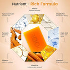 QOOQ Turmeric Kojic Acid Soap for Dark Spots Remover – Facial Cleansing Bar with Vitamin C, Retinol, Collagen, Vitamin E, Glycerin, Shea Butter & Castile Olive Oil – Soap for Women & Men (100g)