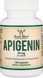 Apigenin Supplement - 50mg per Capsule, 120 Count (Powerful Bioflavonoid Found in Chamomile Tea for Relaxation, Sleep, and Mood) Senolytic Flavonols for Aging (Gluten Free) by Double Wood