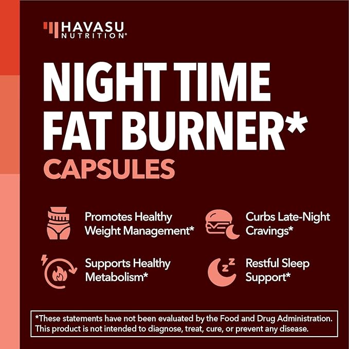 Night Time Fat Burner Metabolism Booster | Appetite Suppressant & Supplement to Support Weight Loss | 120 Weight Loss Supplement Pills for Men