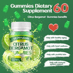 Citrus Bergamot 1500mg, Citrus Bergamot Gummies for Healthy Cholesterol, Bergamot Supplements 25:1 Extract from Italy Bergamot, Resveratrol & Niacin - Gluten Free, 120 Count