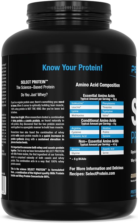 PEScience Select Protein Powder, Whey and Casein Blend, Lean Protein Powder for Women and Men, Low Calorie, Low Carb, Keto Friendly, Gluten Free, Gourmet Vanilla - 55 Servings