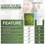 Fruits & Veggies Sugar-Free Gummies - 27 Whole Foods - Equals 3 Servings of Fruits & Vegetables - Improve Energy, Focus & Immune Function - Fiber - Antioxidants - Organic Ingredients - 14 Packets