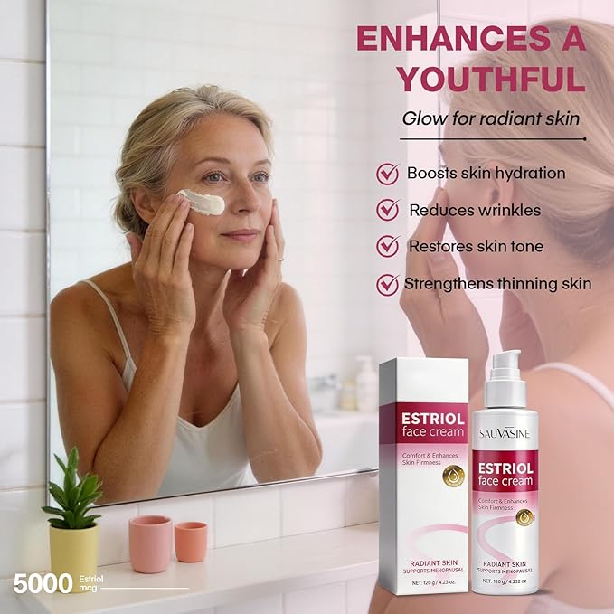 Bioidentical Estriol Face Cream for Women – Natural Estrogen Moisturizer with Wild Yam, Helps Hydrate, Firm & Revitalize Skin– 4.25 oz (3-Month Supply)