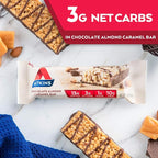 Atkins Chocolate Almond Caramel Protein Meal Bar, High Fiber, 15g Protein, 1g Sugar, 3g Net Carbs, Meal Replacement, Keto Friendly, 8 Count