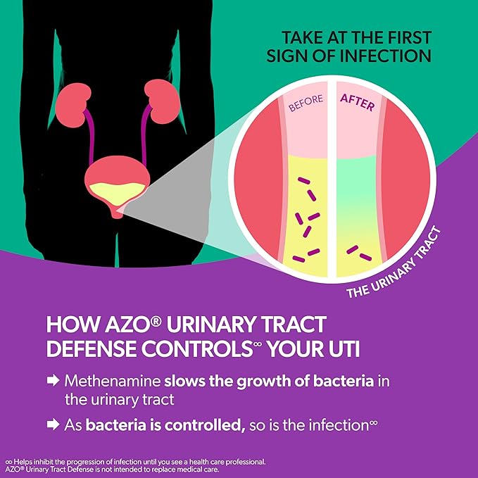 AZO Urinary Tract Defense Antibacterial Protection Helps Control a UTI Until You Can See a Doctor #1 Most Trusted Urinary Health Brand 48 Tablets