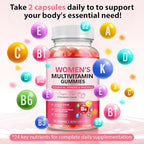 Sugar-Free Women's Multivitamin Gummies – with Inositol, Iron, Biotin, Vitamin D3 & K2 – Supports Energy, Immunity, Hair, Skin & Nails – Vegan, Non-GMO, Gluten-Free – 60 Count 30 Day Supply