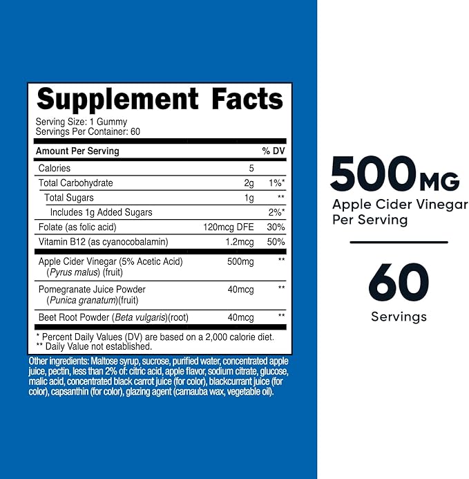 Nutricost Apple Cider Vinegar 500mg, 60 Gummies, Apple Flavored - Gluten Free, Non-GMO, No Corn Syrup