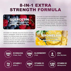 Quercetin Gummies with Bromelain 2378mg - Blend with Elderberry, Echinacea Purpurea Extract, Zinc, Vitamin C,D3,K2, Complex Supports Immune, Cardiovascular & Respiratory, Vegan Gummy for Adult & Kid