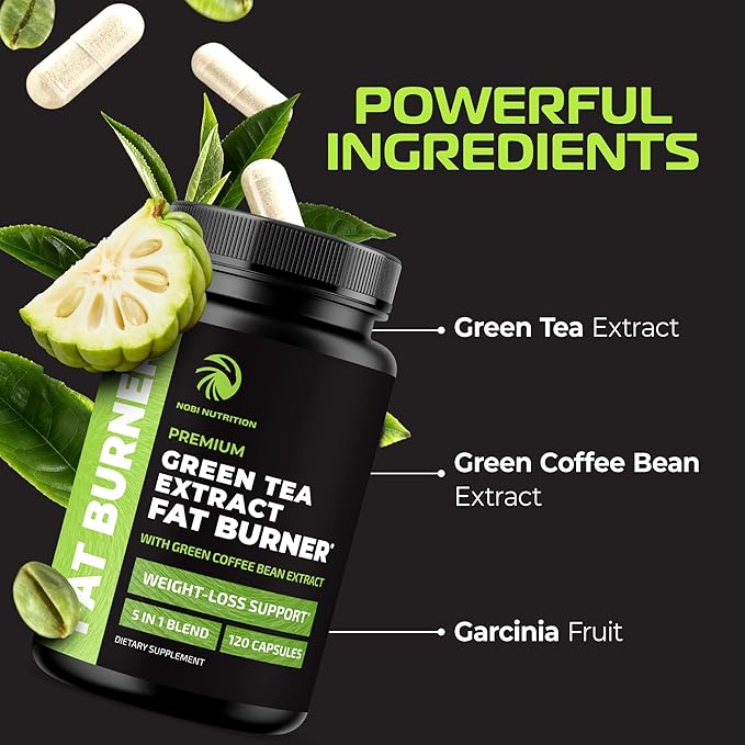 Green Tea Weight Loss Pills | 45% EGCG Green Tea Extract | Fat Burner, Appetite Suppressant & Metabolism Booster for Women & Men | Jitter-Free Energy Support | Vegan Weight Loss Supplements | 120 Ct